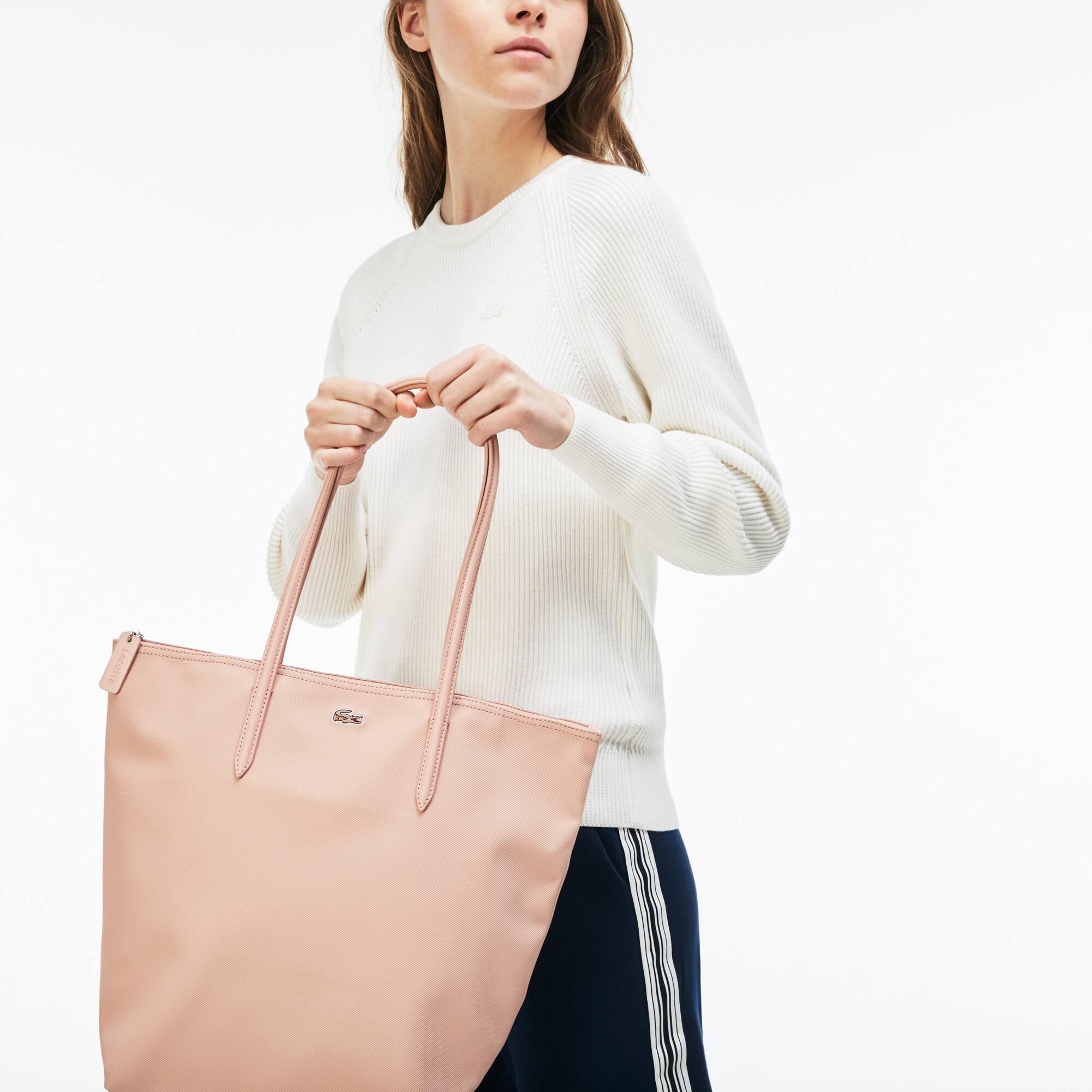yamatocooper❤️ Bolsa Tote Feminina Vertical Lacoste Concept com Zíper