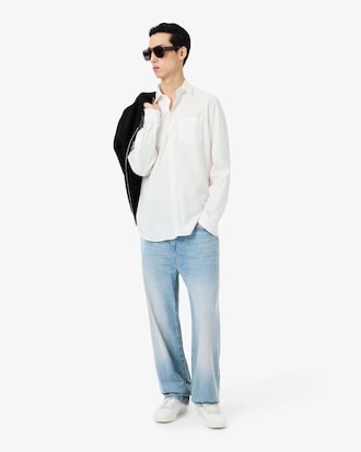 Cal&ccedil;a Jeans Indigo de Corte Reto com 5 Bolsos