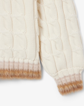 Su&eacute;ter de Gola Polo em Malha de L&atilde; com Padr&atilde;o Tran&ccedil;ado