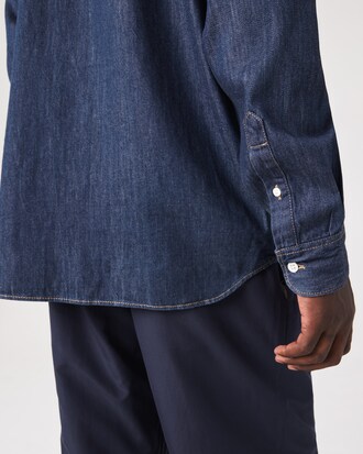 Camisa de hombre Lacoste regular fit en denim de algod&oacute;n ecol&oacute;gico