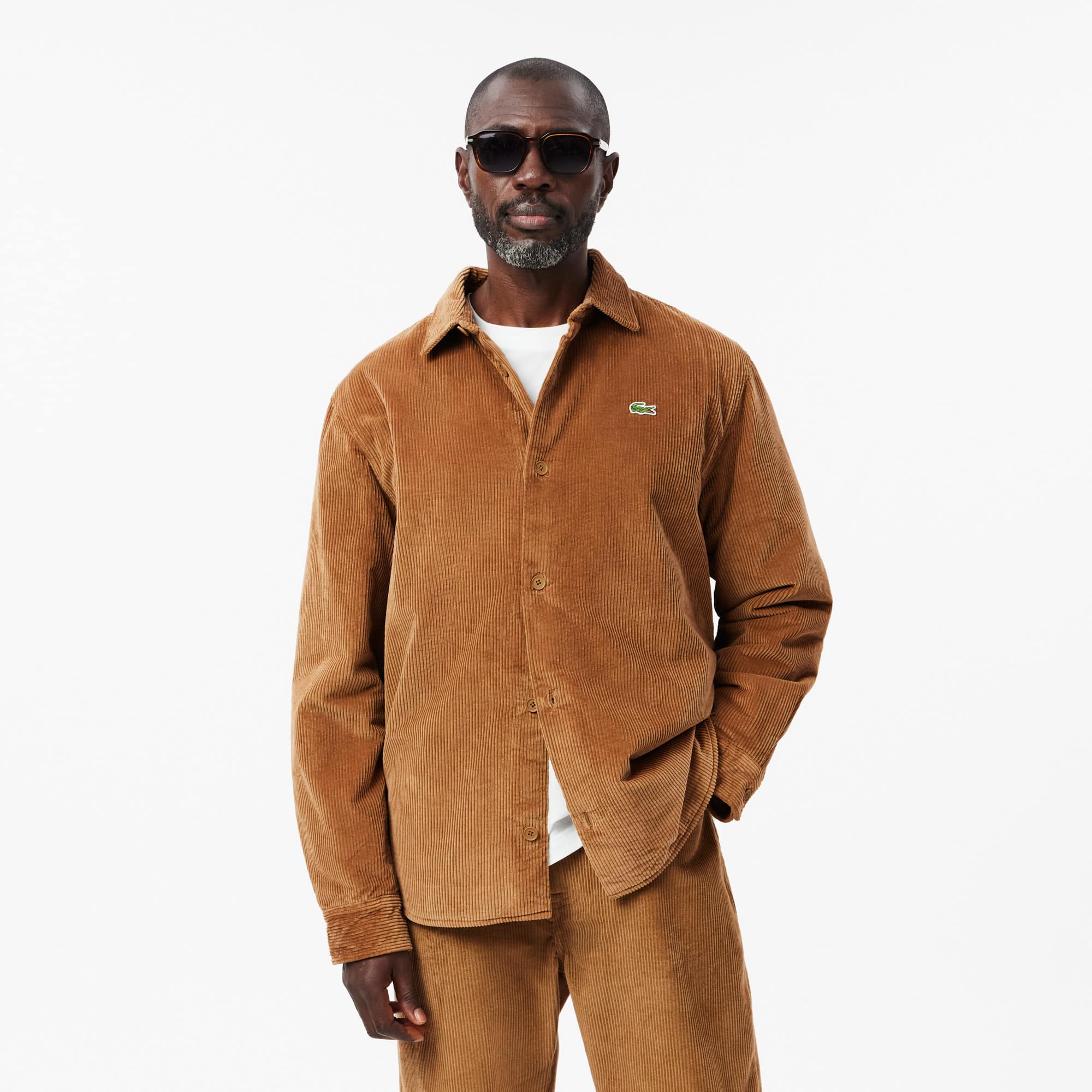 Camisa Overshirt Lacoste de Manga Longa em Veludo Cotelê